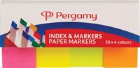 Pergamy Index & papieren markeerstroken, pak van 4 x 50 vel, geassorteerde neon kleuren - thumbnail