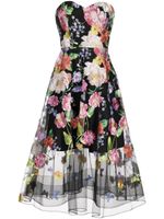 Marchesa Notte robe-bustier à fleurs brodées - Noir