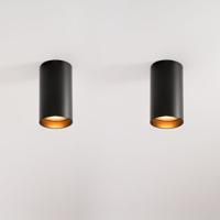 2x Canopus nero s by LUSENZ - Cilindervormige opbouwspot in met mat zwarte coating