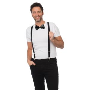 Carnaval verkleedset bretels en strik - zwart - volwassenen/unisex - feestkleding accessoires