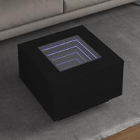 Salontafel met LED 60x60x40 cm bewerkt hout zwart Salontafel met LED 60x60x40 cm bewerkt hout zwart