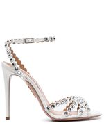 Aquazzura sandales Tequilla 115 mm à ornements en cristal - Blanc - thumbnail