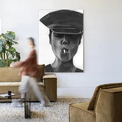 Urban Cotton Wandkleed 'Smokes' 110 x 145cm in Frame - black