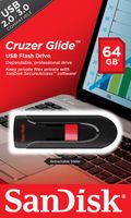 SanDisk Cruzer Glide USB flash drive 64 GB USB Type-A 2.0 Zwart, Rood - thumbnail