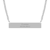 Gegraveerde eigen tekst bar ketting - Stainless steel - Zilver