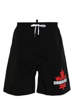 DSQUARED2 short de bain élastiqué à logo imprimé - Noir - thumbnail