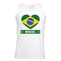 Brazilie hart vlag singlet shirt/ tanktop wit heren