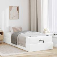 Bedframe met matras met matras Zuiverwit 90 x 200 cm Kunstleer