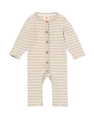 HEMA Newborn jumpsuit rib strepen zand (zand)