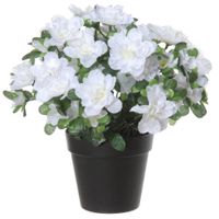 Azalea Kunstbloemen - in pot - wit - H28 cm