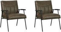 Set van 2 Grijze leren industriële retro fauteuils Beam - Granada leer Ash (grijs leer)