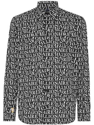 Billionaire chemise en coton stretch à logo imprimé - Noir
