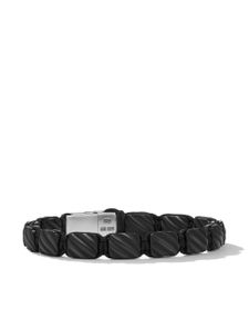 David Yurman bracelet Sculpted Cable Woven Tile en argent sterling (8,5 mm) - Noir