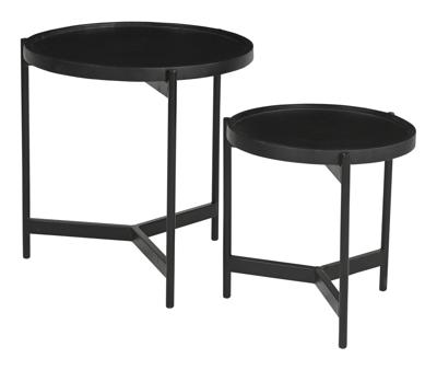 Artistiq Ronde Bijzettafel 'Davona' Mangohout, Set van 2 stuks