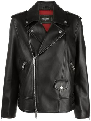 DSQUARED2 veste de moto en cuir - Noir