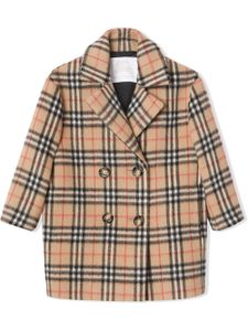 Burberry Kids manteau à boutonnière croisée et carreaux - Tons neutres