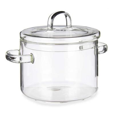 Kookpan met deksel - borosilicaat glas?- 1L - D14 x H19 cm - transparant