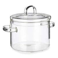 Kookpan met deksel - borosilicaat glas?- 1L - D14 x H19 cm - transparant
