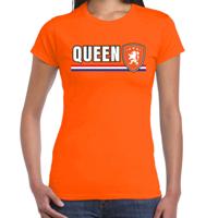EK / WK supporter T-shirt - dames - Queen - schild / leeuw / vlag - Koningsdag