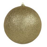 1x Gouden grote kerstballen met glitter kunststof 13,5 cm   -