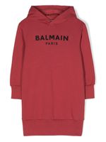 Balmain Kids robe en coton à logo imprimé - Rouge