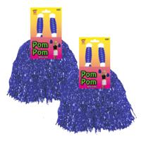 Cheerballs/pompoms - 4x - blauw - met ringgreep - 30 cm - cheerleader pompons