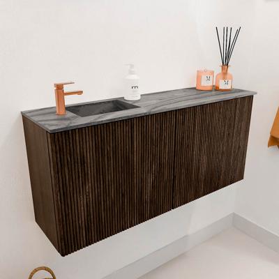 Toiletmeubel Mondiaz Joya Dlux | 90 cm | Meubelkleur Walnut | Faye wastafel Sombra Wasbak Links | 1 kraangat