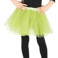 Petticoat/tutu verkleed rokje lime groen glitters voor meisjes - thumbnail