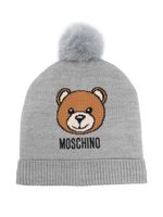 Moschino Kids Teddy Bear-motif pompom beanie - Gris