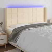 Hoofdbord LED 163x16x118/128 cm stof crèmekleurig