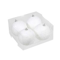 4x Kunststof kerstballen met sneeuw effect wit 10 cm   -