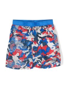 Moncler Enfant short de bain imprimé - Bleu