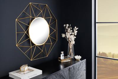 Handgemaakte spiegel DIAMOND L 80cm goud gemaakt van ijzer in retro design - 43733