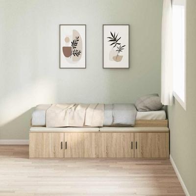 Opbergbedframe Sonoma eiken 100 x 200 cm Bewerkt hout