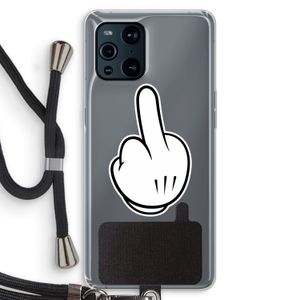 Middle finger black: Oppo Find X3 Transparant Hoesje met koord