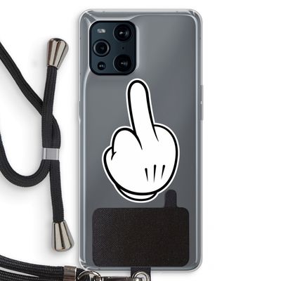 Middle finger black: Oppo Find X3 Transparant Hoesje met koord