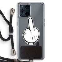 Middle finger black: Oppo Find X3 Transparant Hoesje met koord