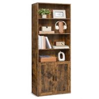 Boekenkast met deur en open vakken, Rustiek Bruin / 60B cm