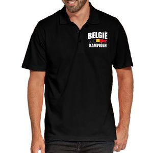 Belgie kampioen supporter poloshirt op borst zwart EK/ WK voor heren