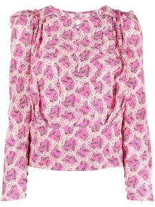 ISABEL MARANT blouse en soie mélangée à imprimé graphique - Rose