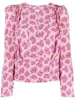 ISABEL MARANT blouse en soie mélangée à imprimé graphique - Rose - thumbnail