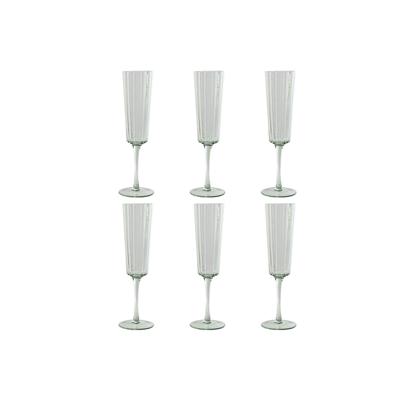 Set van bekers Home ESPRIT Groen Kristal 6 x 6 x 23,7 cm (6 Stuks)
