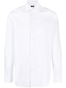 Barba chemise en coton à col italien - Blanc