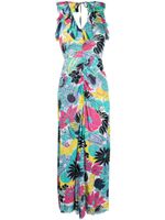 DVF Diane von Furstenberg robe volantée à fleurs - Bleu - thumbnail