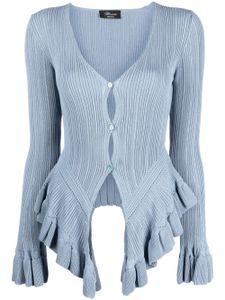 Blumarine cardigan à ourlet volanté - Bleu