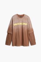 Studio T-shirt met dubbele mouwen - BROWN - S