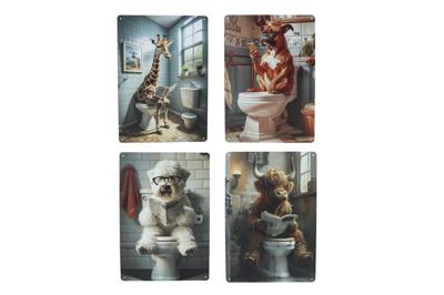 Wandbord Animals Toilet a4 metaal