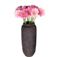 Kunstbloemen boeket Gerbera - 8x - 72 cm - lichtroze/fuchsia - real touch - kunst zijdebloem