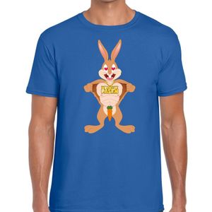 Paas t-shirt verliefde paashaas blauw voor heren