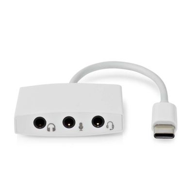 Nedis CCGB65900WT01 Usb-c™ Adapter Usb 2.0 Usb-c™ Male 3,5 Mm Female 0.10 M Rond Vernikkeld Abs / Pvc Wit Doos